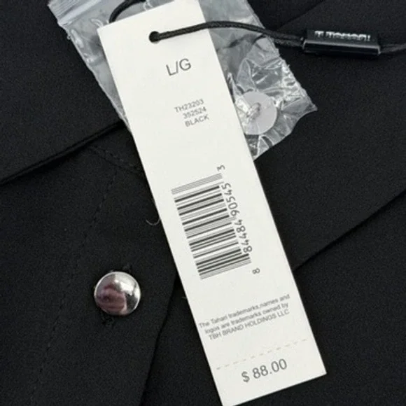 Tahari Black Pleated Puff Balloon Sleeve Button Up Shirt Womens L - Picture 4 of 8